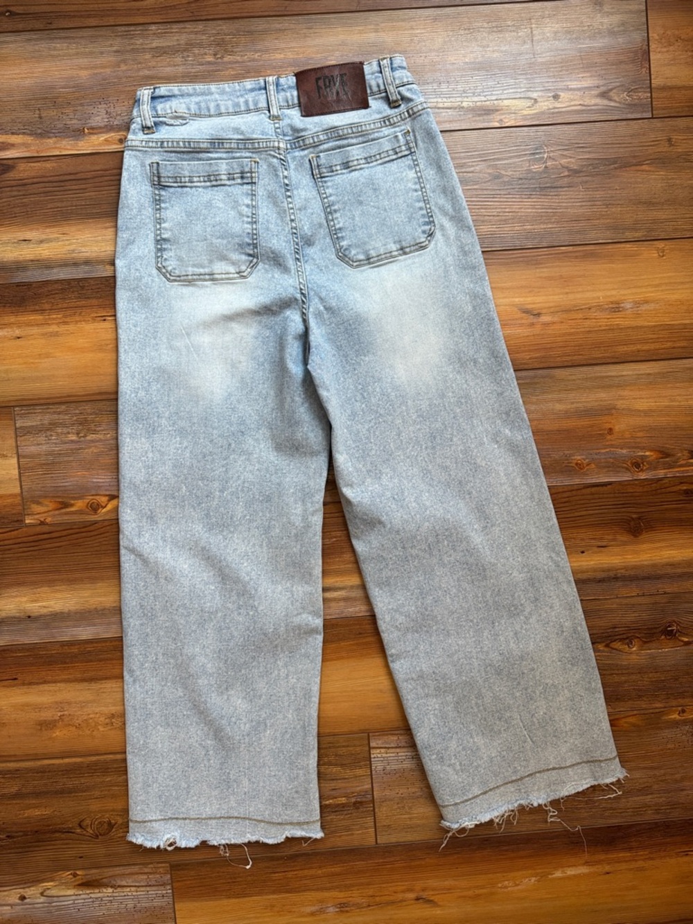 Frye High-Rise Wide Leg Jeans Size 27 Light Wash Raw Hem - Picture 4 of 6